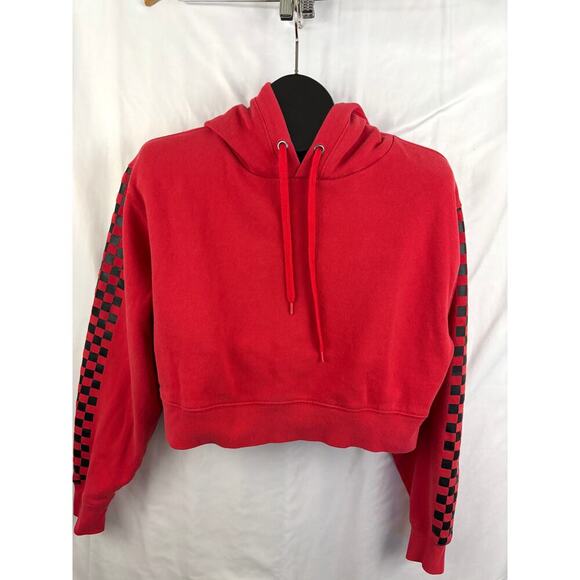 Forever 21 Red Checkered Sleeve Crop Top MEDIUM Womens Juniors Emo - Picture 6 of 9